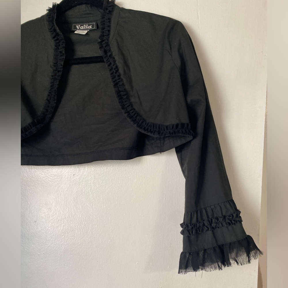 Unique Ruffle Black Bolero Jacket